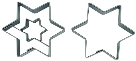 Kaladia Linzer Plätzchen Ausstecher-Set - Motiv: Stern sechseckig innnen & Außen - aus hochwertigem Edelstahl –2 Ausstechformen – für Spitzbuben, Hildabrötchen, Linzer Augen - Made in EU
