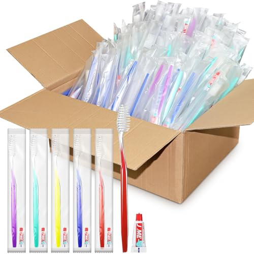 250 Stück Einwegzahnbürste mit Zahnpasta Set, Einwegzahnbürsten mit Zahnpasta Zahnbürste Einzeln Verpackt Reisezahnbürste für Reisen, Hotel, Zuhause, Camping, Toilettenartikel