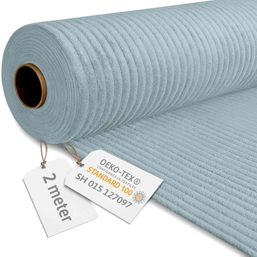 DreamRoots Cordstoff Meterware, Breitcord, Green Lily, 2 m | Polsterstoff, Möbelstoff, 380 g/m², 140 cm breit, Stoff zum Beziehen, für Möbel & DIY, weich