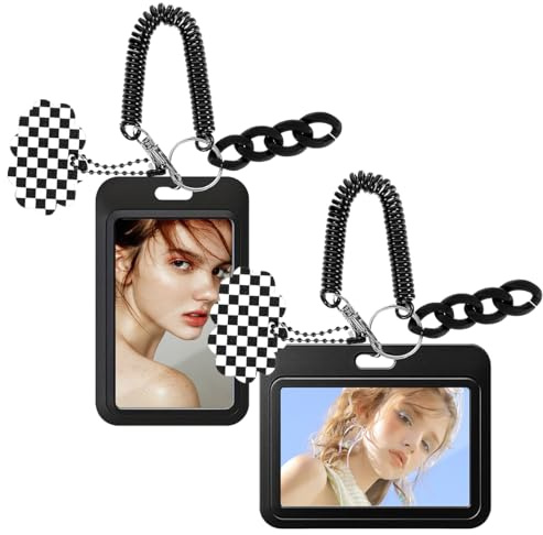 2 Stück Kpop Photocard Holder, Fotokartenhalter, Kunststoffe Ausweishülle, Kpop Keychain ID Card Holder, Ausweishülle Ausweishalter ID Card Badge Holder für Idol Album Karten Bank Foto Studentenbus