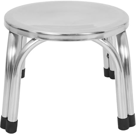 IWOWHERO Tabouret en Acier Inoxydable 22 CM Épais Pieds Antidérapants Marchepied Rond Compact Cuisine Salle de Bain et Utilisation Senior Tabouret Utilitaire Robuste et Facile à