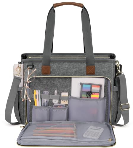 RAINSMORE Lehrertasche Damen Groß 15.6 Zoll Laptoptasche Arbeitstasche | mit Isolierter Tasche für Krankenschwester, Uni Tasche für Schule Büro Business Schwarz