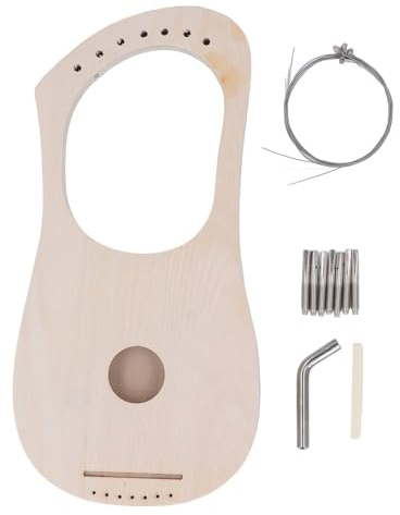 Lyre Harp Kit de Bricolaje de 7 Cuerdas, Instrumento de Arpa de Lira de Tilo con Llave de afinación, sillín y pasadores de Puente, Regalo Musical Hecho a Mano para Principiantes y