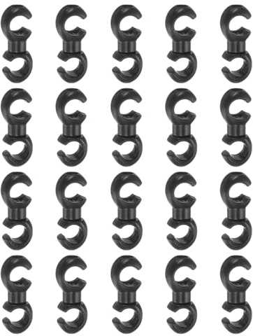 QUARKZMAN 20Stück Fahrrad S-Haken Clips Klemmen Kunststoff Drehbar S-Form Schnalle Clips Für MTB Bremszug Halter Führung Schwarz