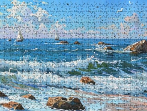 Puzzle 2000 Teile, Jigsaw Puzzle für Erwachsene, Seefahrt LDYQS3-188 | Klassische Puzzles, Impossible Herausfordernde, Buchstaben auf der Rückseite, Mit HD-Poster, Geschenkbox
