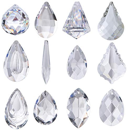 Paquete de 12 lámparas de araña de cristal, colgantes colgantes de bola de cristal, prismas para ventana, decoración del hogar