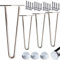 Stahlia Haarnadel Tischbeine Möbelfuß Höhe 71cm Edelstahl (4er Set) 2 Streben Ø12mm Tischgestell Hairpin Leg Möbelfüße Schalldämmung inkl. Bodenschoner