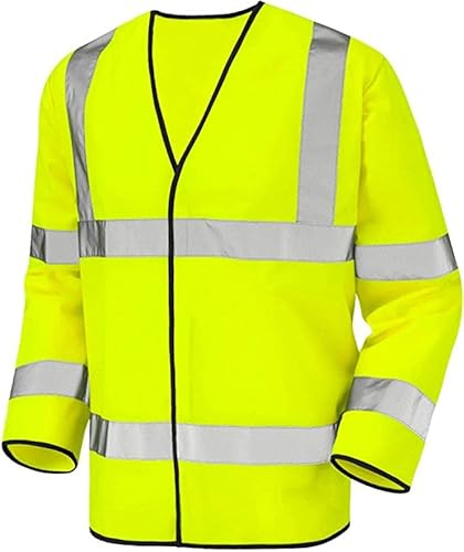 GA COMMUNICATIONS HIGH Visibility Reflective Safety Jacket Workwear Long Sleeve Executive HI VIZ VIS Security TOP Stripes Bands Closure[Yellow,M]