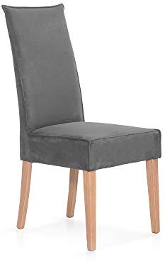 moebel-eins Kari Polsterstuhl/Hochlehner mit Komfortsitz, Material Kunstfaser Nubukoptik/Massivholz, Buche, grau