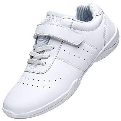DADAWEN Jungen Mädchen Cheerleading Schuhe Tanz Sneaker Jazz Training Schuhe,Weiß,32 EU