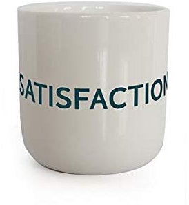 PLTY - Becher - Tasse ohne Henkel - Handglasiertes Weiß Porzellan - Hochwertiges Bone China - Lustige Tassen - Satisfaction - Lyrics
