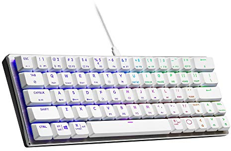 Cooler Master SK620 Clavier mécanique 60 % blanc argenté avec commutateurs marron discrets, touches améliorées et design en aluminium brossé