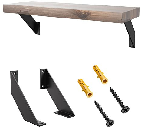SPOROOT Regalwinkel Schwarz,Regalhalterung,Regalwinkel Schwerlast 15cm, Winkel Regal 90°Dreieck Unterstützung für Lagerregal, Küche Büro Bücherregal (2 Stück)