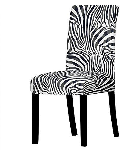 Stuhlhussen Weißes Schwarzes Zebra Stuhlbezug Stretch Weiche Elasthan Hussen für Stühle Abnehmbare Waschbar Stuhlhusse Langlebig Universal Chair Cover Sehr Pflegeleicht 2 Stück