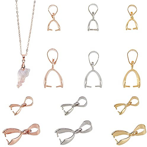 PH PandaHall 36 pz Ciondoli Gancio,Connettori per Ciondoli e Pendenti,Ganci Chiusura per Pendente per Pendenti Collana Gioielli Fai da Te Craft Making, Oro/Argento/Oro Rosa
