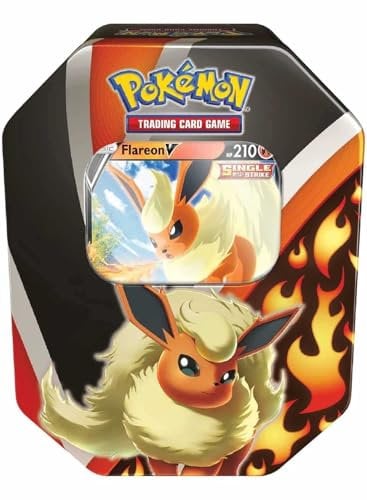 Pokémon Dosen, Evolis Entwicklungen, Flamara V, Kartenspiel, ab 6 Jahren, für 2 Spieler, über 10 Minuten Spieldauer
