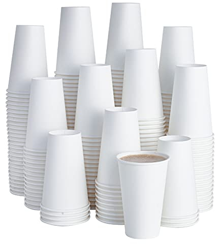 LITOPAK 210 Pack 16 oz Disposable Paper Coffee Cup, Hot/Cold Beverage Drinking Cups for Water, Paper Coffee Cups, White Hot Coffee Cups, Suitable for Party, Picnic, Travel, and Events