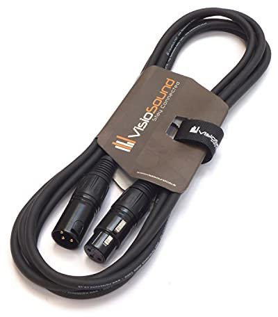 VisioSound Premium Microphone Lead Male XLR to Female XLR/Pro Noiseless Balanced Cable (3m, Black)