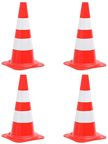 vidaXL 4X Cônes de Signalisation Réfléchissants Cônes de Marque Cônes d'Avertissement Chantiers de Construction Rouge et Blanc 50 cm