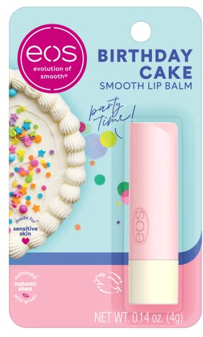 eos Natural Shea Lip Balm- Birthday Cake, All-Day Moisture, Shea Butter, Dry Lip Care, 0.14 oz