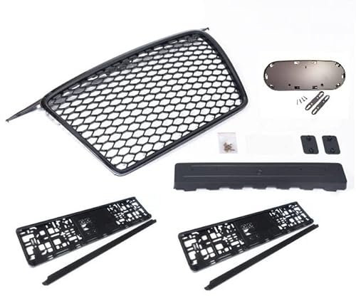Kompatibel mit A3 8P Kühlergrill Wabengrill Front Tuning Grill Emblemhalter Kennzeichenhalter