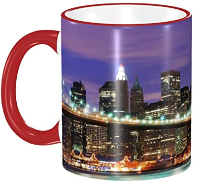 New York Night Coffee Mugs for Men Women 12 Oz - Ceramic Mug Tea Cup Travel Mug with Handle for Home Kitchen Office