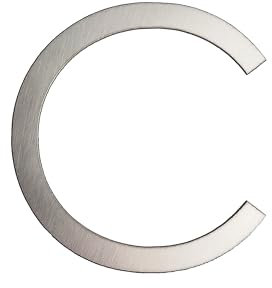 GUIZZO Creart - Numero Civico Esterno e Numeri Civici Esterni con Lettera in Acciaio Inox, Targa Personalizzata Made in Italy, Targhetta Personalizzata Porta Ingresso per Uso Esterno - C, 6.2x6.1H cm