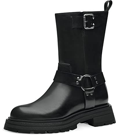 Tamaris Donna Stivaletti, Signora Stivali da Biker,Boots,Stivaletto,Stivale da Motociclista,Piatto,Black,37 EU