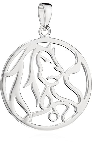 NKlaus 21mm Kettenanhänger Sternzeichen Löwe 925 Silber glanz Anhänger Zodiac Horoskop 14131