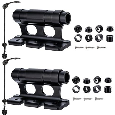 Universal Aluminum Bike Mount, Bicycle Front Fork Fixed Mount with Quick Release and Removable Thru Axle Fitments for Outdoor Travel (Set of 2)