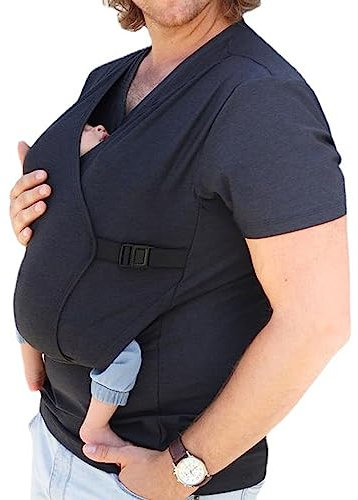 HEGZA Herren Känguru Papa T-Shirt Haut An Haut Babytrage Baby Tanktops, 2 in 1 Känguru-Babytrage Lässiges T-Shirt Baby Tanktops,XXL