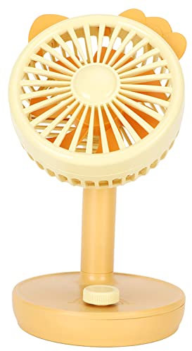 Wifehelper Ventilador de Escritorio Pequeño, Ventilador de Mesa, ángulo Ajustable, Batería de 1200 MAh, Carga USB, Velocidad Continua Portátil Compacta para la Familia (Amarillo)