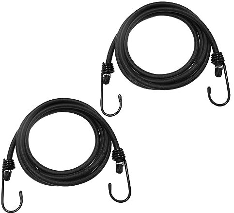 BuxiuGK 2 Pezzi 2m Cavi Elastici con Ganci,8 mm Tenditori per bagagli con ganci Corde Elastiche Robuste per Fissaggio Bagagli Trasporto Giardinaggio Trasloco,Nero
