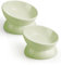 LoeJan Elevated Cat Food Bowl, 5 Oz Ceramic Raised and Tilted Pet Water Bowl, Anti Vomiting and Protect Pets' Spines Cat Dishes for Small Dog, Fat Faced Cat, Kitten (Green, 2 Pack)