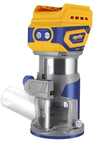 Mellif - Router compatto senza fili, senza spazzole, per batteria DeWalt 20 V MAX (senza batteria), 28.000 giri/min, 600 W con base fissa, 12 punte per router da 1/4, 5 velocità, guida bordo, guida a