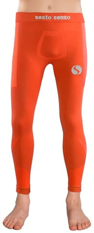 sesto senso Lange Unterhosen Thermo Kinder Jungen Sport Bunt Kompressionshose Laufhose 2XS/XS Orange