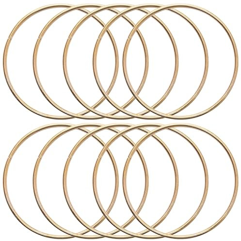 KALIONE Metallringe zum Basteln 10 Stück 20cm Gold Metallringe Metall Ringe Deko für Traumfänger Ring, Makramee Ring, Wickeltechnik, Floristik,Hochzeitskranz,Hoops