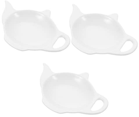 Milisten 3pcs Tea Bag Saucer Ceramic Teapot Household Teabag Dish Tea Bag Holder Mini Containers Ceramic Sauce Dish Kitchen Spoon Rests Mini Teapot Ceramics Storage Snails White