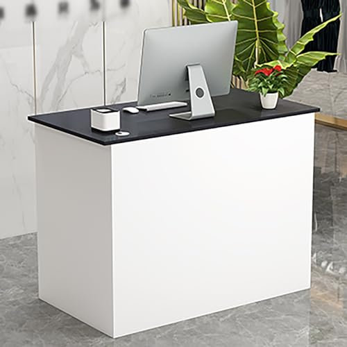 ZXDRYBHD Empfangstheke mit Theke, Moderner Empfangstresen, Bar Theke Tresen, Geeignet für Lobby, Schönheitssalon, Büro (Color : White+Black, Size : Small)