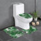 LXqlSS Green Palm Leaves Bath Mat Set of 3 Non-Slip Absorbent U-Shaped Bath Mats