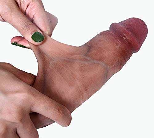 YQJQSHFP Màsajẹạdôr Sẹxūạlẹs Dịldôr Péņę Pê?Ês Reàlistà, Cọnsôlạdọrẹs Dureza de Doble Capa Mừjęr con Ventosa Jūĝūëtëș ŜëxūåḷÊs para la M?Sturb?C?Ón Femenina, Silicônà Líquida ?????7.3 Pulgadas
