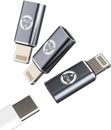 27W USB C auf Lightning Stecker Charging Adapter(3 Stück)PD Charger Type-c Female Klinke Ladekabel Buchse für Apple MFI Certified für iPhone14 13 12 Pro Max für iPad Data Übertragung Zubehör Converter