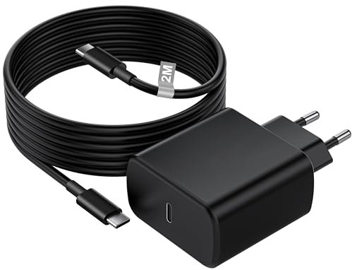 Chargeur Samsung Charge Rapide 45W pour Samsung Galaxy S24/S23/S22/S21 Ultra/S20/S20+/Note 20/10/9/8/A73/A53/A52/S10/S9, Chargeur Rapide avec Câble 2M USB C Adaptateur Secteur USB C Chargeur Type C