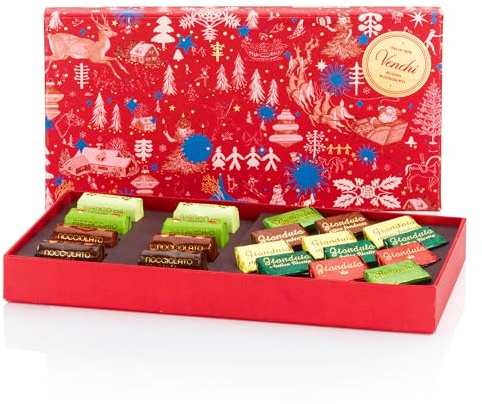 Venchi - Colección Navidad - Caja regalo con Minilingotes y bombones Gianduiotto surtidos, 230 g - Idea de regalo - Sin gluten