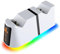 AKUMA Cyber V01 - Estación de Carga para mandos PS5 - Cargador Mando PS5 DualSense & DualSense Edge - Carga rápida y 10 Modos de luz RGB - Blanco