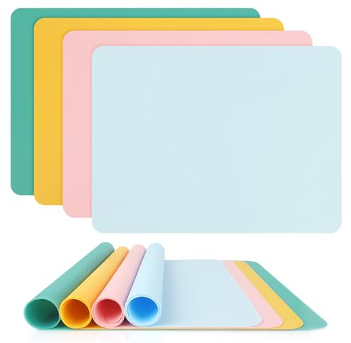 SOSMAR 4 Pack Silicone Mats for Crafts 40 x 30cm, A3 Large Silicone Sheet for Crafts Jewelry Casting Resin Moulds Mat, Silicone Painting Mats Art Mat Placemat