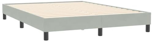 vidaXL Boxspringbett ohne Matratze Hellgrau 140x210 cm Samt, Bett, Bettgestell, Doppelbett, Schlafzimmermöbel, Bettrahmen, Samtbett, Polsterbett