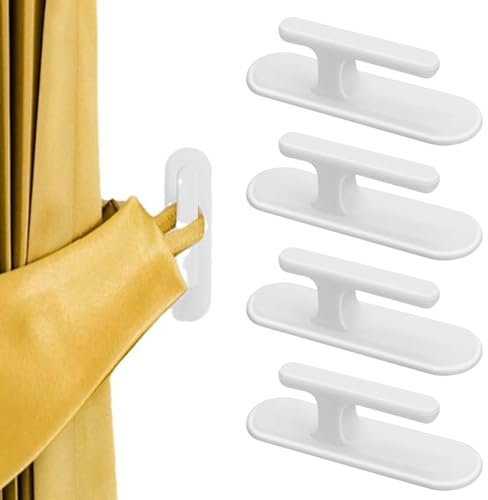 AUTUUCKEE 4 Pcs Blind Cord Safetys Device, Self Adhesive Blinds Cord, Plastic Blind Cord Winder, White Blind Cord Cleats Wall Hook for Home Office Window Blinds Curtains Sun Shades Ropes