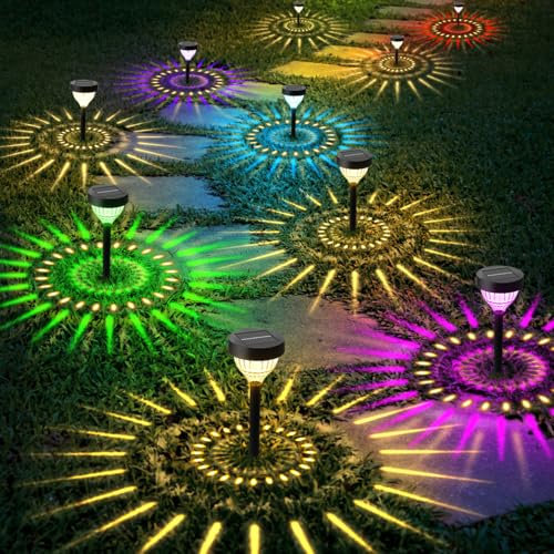 Sanfant Solarlampen für Außen, 2025 Neues Dynamisches Lauflicht, IP65 Wasserdichtes Dual-Modus-Design Garten Solarleuchten für Weg Rasen Terrasse Hof Landschaft Einfahrt