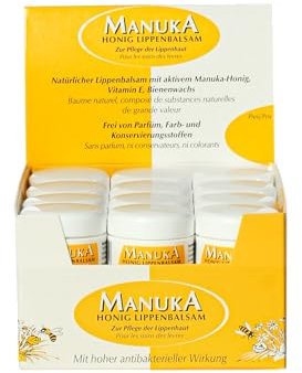MANUKA Honig Lippenbalsam für trockene, entzündete Lippen - auch bei Herpes - 24er Display